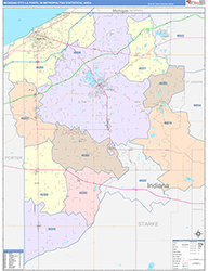 Michigan City-La Porte Metro Area Wall Map Color Cast Style 2026